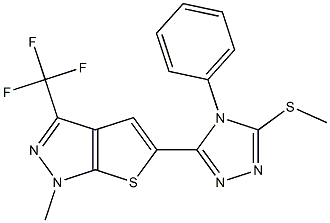 1-methyl-5-[5-(methylsulfanyl)-4-phenyl-4H-1,2,4-triazol-3-yl]-3-(trifluoromethyl)-1H-thieno[2,3-c]pyrazole Struktur