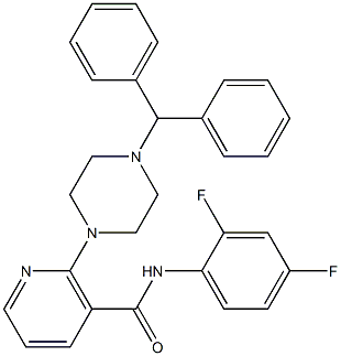 2-(4-benzhydrylpiperazino)-N-(2,4-difluorophenyl)nicotinamide,,结构式