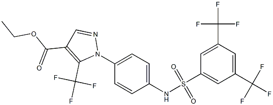 ethyl 1-[4-({[3,5-di(trifluoromethyl)phenyl]sulfonyl}amino)phenyl]-5-(trifluoromethyl)-1H-pyrazole-4-carboxylate 结构式