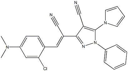 3-{2-[2-chloro-4-(dimethylamino)phenyl]-1-cyanovinyl}-1-phenyl-5-(1H-pyrrol-1-yl)-1H-pyrazole-4-carbonitrile,,结构式