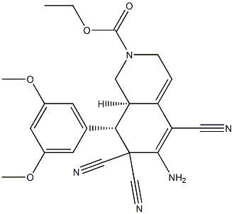 ethyl (8S,8aR)-6-amino-5,7,7-tricyano-8-(3,5-dimethoxyphenyl)-3,7,8,8a-tetrahydro-2(1H)-isoquinolinecarboxylate Structure