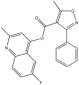 6-fluoro-2-methyl-4-quinolyl 5-methyl-3-phenylisoxazole-4-carboxylate 结构式