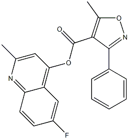 6-fluoro-2-methyl-4-quinolyl 5-methyl-3-phenylisoxazole-4-carboxylate 化学構造式