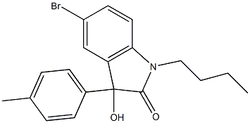 5-bromo-1-butyl-3-hydroxy-3-(4-methylphenyl)-1,3-dihydro-2H-indol-2-one 化学構造式