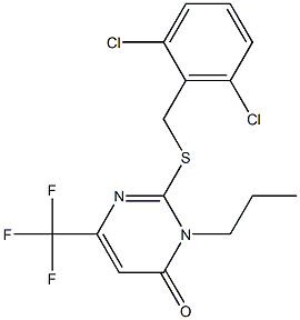 2-[(2,6-dichlorobenzyl)sulfanyl]-3-propyl-6-(trifluoromethyl)-4(3H)-pyrimidinone Struktur