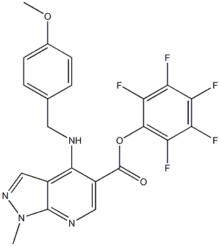 2,3,4,5,6-pentafluorophenyl 4-[(4-methoxybenzyl)amino]-1-methyl-1H-pyrazolo[3,4-b]pyridine-5-carboxylate Structure