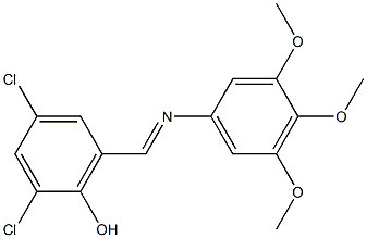 2,4-dichloro-6-{[(3,4,5-trimethoxyphenyl)imino]methyl}phenol Structure