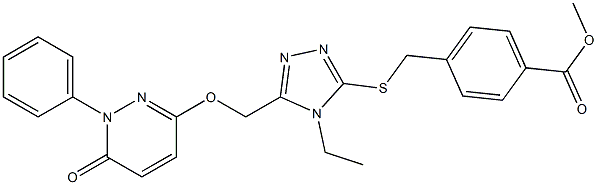 methyl 4-{[(4-ethyl-5-{[(6-oxo-1-phenyl-1,6-dihydro-3-pyridazinyl)oxy]methyl}-4H-1,2,4-triazol-3-yl)sulfanyl]methyl}benzenecarboxylate Struktur