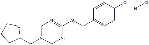6-[(4-chlorobenzyl)thio]-3-(tetrahydrofuran-2-ylmethyl)-1,2,3,4-tetrahydro-1,3,5-triazine hydrochloride,,结构式