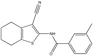 N-(3-cyano-4,5,6,7-tetrahydro-1-benzothiophen-2-yl)-3-methylbenzenecarboxamide 结构式