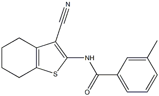 N-(3-cyano-4,5,6,7-tetrahydro-1-benzothiophen-2-yl)-3-methylbenzenecarboxamide,,结构式