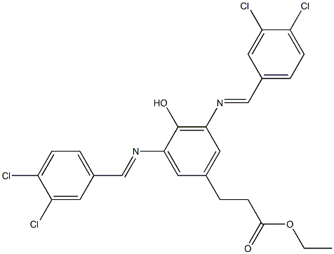 ethyl 3-{3,5-di[(3,4-dichlorobenzylidene)amino]-4-hydroxyphenyl}propanoate 化学構造式