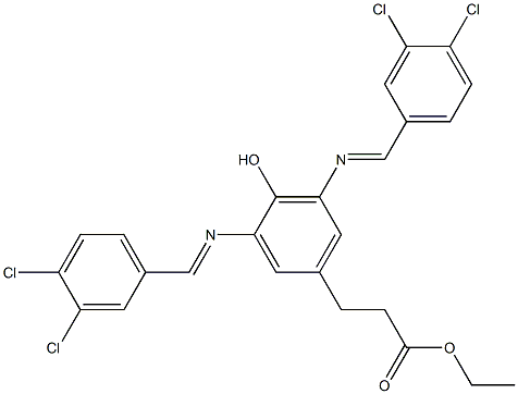 ethyl 3-{3,5-di[(3,4-dichlorobenzylidene)amino]-4-hydroxyphenyl}propanoate Structure