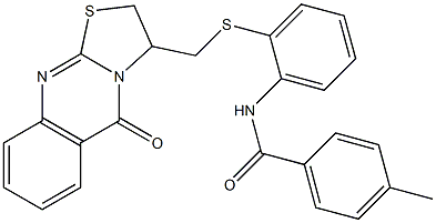 4-methyl-N-(2-{[(5-oxo-2,3-dihydro-5H-[1,3]thiazolo[2,3-b]quinazolin-3-yl)methyl]sulfanyl}phenyl)benzenecarboxamide Struktur