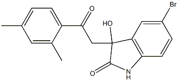 5-bromo-3-[2-(2,4-dimethylphenyl)-2-oxoethyl]-3-hydroxyindolin-2-one 化学構造式