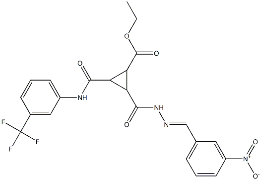 ethyl 2-({2-[(3-nitrophenyl)methylene]hydrazino}carbonyl)-3-{[3-(trifluoromethyl)anilino]carbonyl}cyclopropanecarboxylate Struktur
