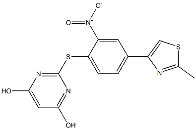 2-{[4-(2-methyl-1,3-thiazol-4-yl)-2-nitrophenyl]thio}pyrimidine-4,6-diol 结构式