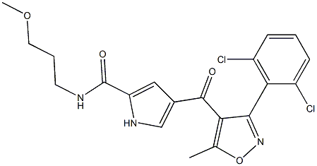 4-{[3-(2,6-dichlorophenyl)-5-methyl-4-isoxazolyl]carbonyl}-N-(3-methoxypropyl)-1H-pyrrole-2-carboxamide,,结构式