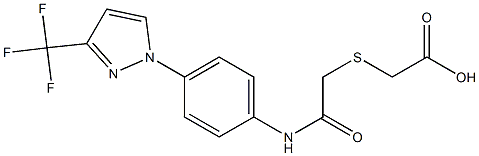 2-[(2-oxo-2-{4-[3-(trifluoromethyl)-1H-pyrazol-1-yl]anilino}ethyl)thio]acetic acid Struktur