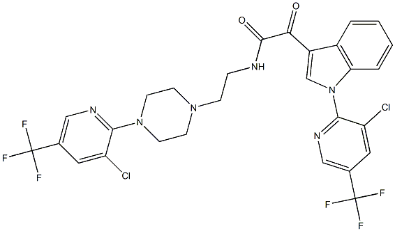 2-{1-[3-chloro-5-(trifluoromethyl)-2-pyridinyl]-1H-indol-3-yl}-N-(2-{4-[3-chloro-5-(trifluoromethyl)-2-pyridinyl]piperazino}ethyl)-2-oxoacetamide 化学構造式