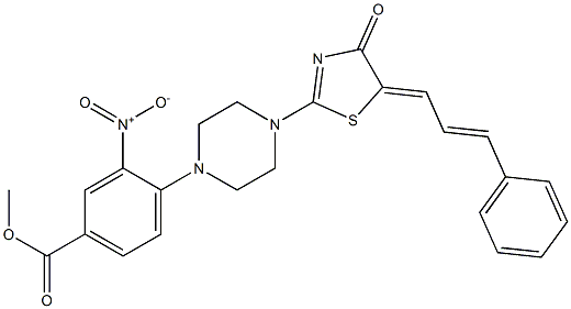 methyl 3-nitro-4-{4-[4-oxo-5-[(Z,2E)-3-phenyl-2-propenylidene]-1,3-thiazol-2(4H)-yl]piperazino}benzenecarboxylate Struktur