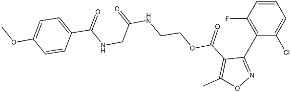 2-({2-[(4-methoxybenzoyl)amino]acetyl}amino)ethyl 3-(2-chloro-6-fluorophenyl)-5-methyl-4-isoxazolecarboxylate Structure