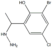 2-bromo-4-chloro-6-(1-hydrazinylethyl)phenol 化学構造式