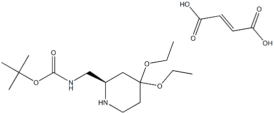 (R)-(+)-2-(Boc-aminomethyl)-4,4-diethoxypiperidine fumarate 化学構造式