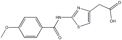 {2-[(4-methoxybenzoyl)amino]-1,3-thiazol-4-yl}acetic acid Struktur