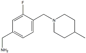 {3-fluoro-4-[(4-methylpiperidin-1-yl)methyl]phenyl}methanamine,,结构式