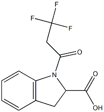 1-(3,3,3-trifluoropropanoyl)-2,3-dihydro-1H-indole-2-carboxylic acid,,结构式