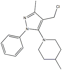 1-[4-(chloromethyl)-3-methyl-1-phenyl-1H-pyrazol-5-yl]-4-methylpiperidine 化学構造式