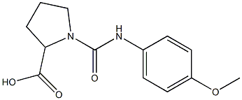 1-{[(4-methoxyphenyl)amino]carbonyl}pyrrolidine-2-carboxylic acid,,结构式