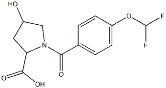 1-{[4-(difluoromethoxy)phenyl]carbonyl}-4-hydroxypyrrolidine-2-carboxylic acid,,结构式