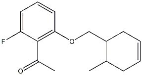 1-{2-fluoro-6-[(6-methylcyclohex-3-en-1-yl)methoxy]phenyl}ethan-1-one,,结构式