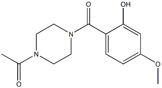 1-{4-[(2-hydroxy-4-methoxyphenyl)carbonyl]piperazin-1-yl}ethan-1-one 化学構造式