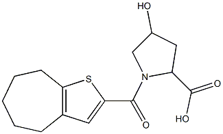1-{4H,5H,6H,7H,8H-cyclohepta[b]thiophen-2-ylcarbonyl}-4-hydroxypyrrolidine-2-carboxylic acid 结构式