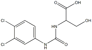 2-({[(3,4-dichlorophenyl)amino]carbonyl}amino)-3-hydroxypropanoic acid 化学構造式