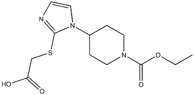 2-({1-[1-(ethoxycarbonyl)piperidin-4-yl]-1H-imidazol-2-yl}sulfanyl)acetic acid 化学構造式