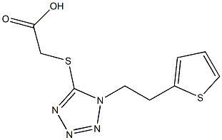 2-({1-[2-(thiophen-2-yl)ethyl]-1H-1,2,3,4-tetrazol-5-yl}sulfanyl)acetic acid,,结构式