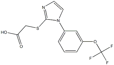 2-({1-[3-(trifluoromethoxy)phenyl]-1H-imidazol-2-yl}sulfanyl)acetic acid 化学構造式