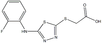 2-({5-[(2-fluorophenyl)amino]-1,3,4-thiadiazol-2-yl}sulfanyl)acetic acid,,结构式