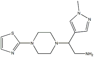 2-(1-methyl-1H-pyrazol-4-yl)-2-[4-(1,3-thiazol-2-yl)piperazin-1-yl]ethan-1-amine 化学構造式