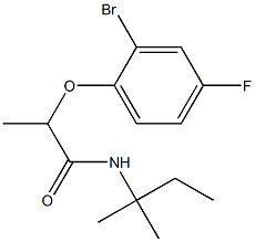 2-(2-bromo-4-fluorophenoxy)-N-(2-methylbutan-2-yl)propanamide,,结构式