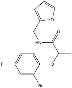 2-(2-bromo-4-fluorophenoxy)-N-(furan-2-ylmethyl)propanamide Struktur
