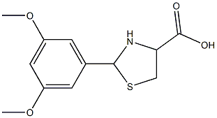 2-(3,5-dimethoxyphenyl)-1,3-thiazolidine-4-carboxylic acid,,结构式