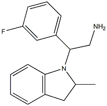 2-(3-fluorophenyl)-2-(2-methyl-2,3-dihydro-1H-indol-1-yl)ethan-1-amine 化学構造式