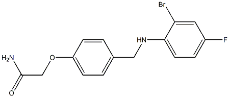 2-(4-{[(2-bromo-4-fluorophenyl)amino]methyl}phenoxy)acetamide Struktur