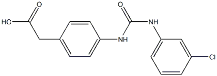 2-(4-{[(3-chlorophenyl)carbamoyl]amino}phenyl)acetic acid 化学構造式
