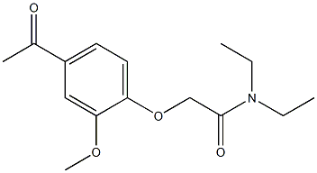 2-(4-acetyl-2-methoxyphenoxy)-N,N-diethylacetamide Struktur
